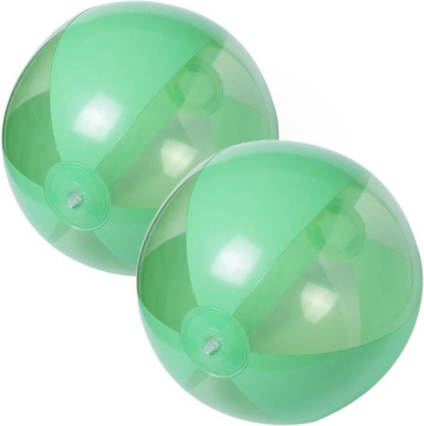 Merkloos 2x stuks opblaasbare strandballen plastic groen 28 cm Strandballen