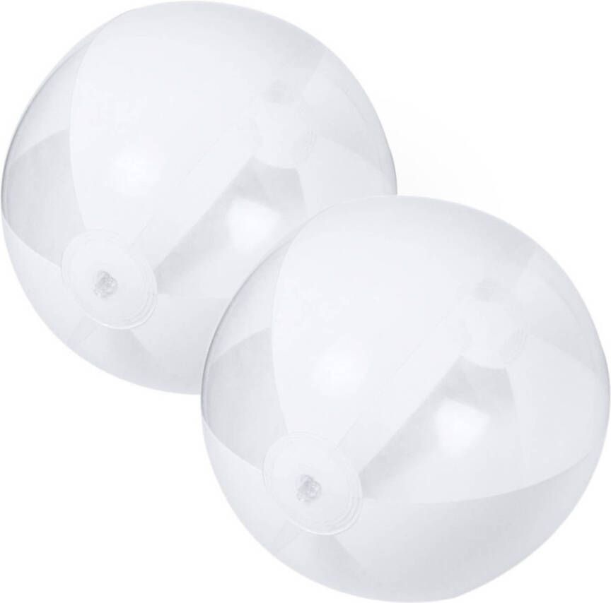 Merkloos 2x stuks opblaasbare strandballen plastic wit 28 cm Strandballen