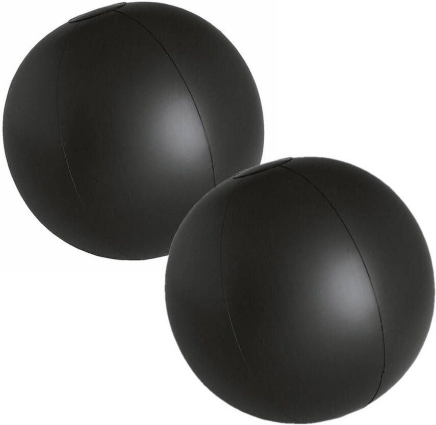 Merkloos 2x stuks opblaasbare zwembad strandballen plastic zwart 28 cm Strandballen