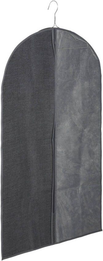 Merkloos Kleding beschermhoes linnen grijs 100 cm inclusief kledinghangers Kledinghoezen