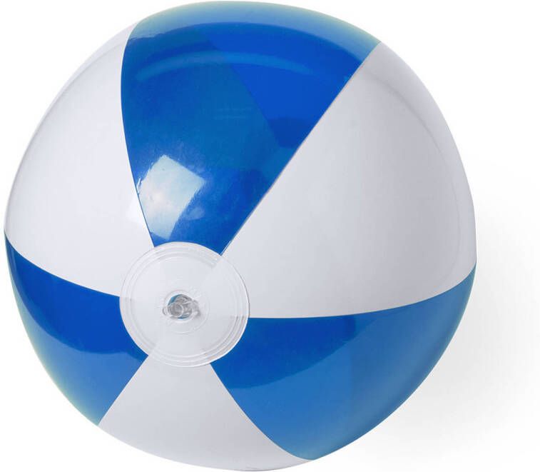 Merkloos Opblaasbare strandbal plastic blauw wit 28 cm Strandballen