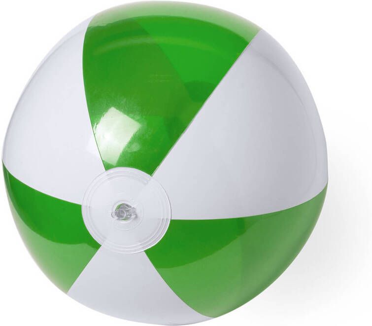 Merkloos Opblaasbare strandbal plastic groen wit 28 cm Strandballen