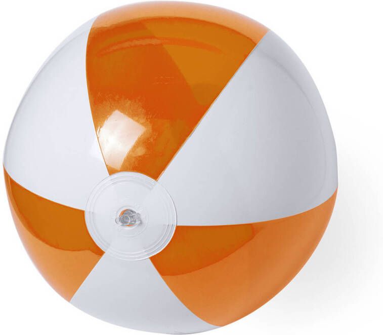 Merkloos Opblaasbare strandbal plastic oranje wit 28 cm Strandballen