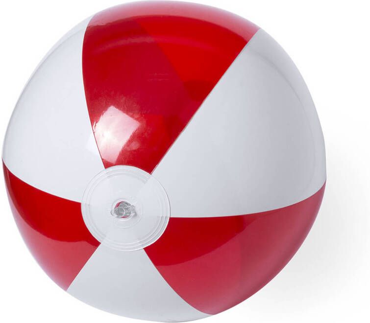 Merkloos Opblaasbare strandbal plastic rood wit 28 cm Strandballen