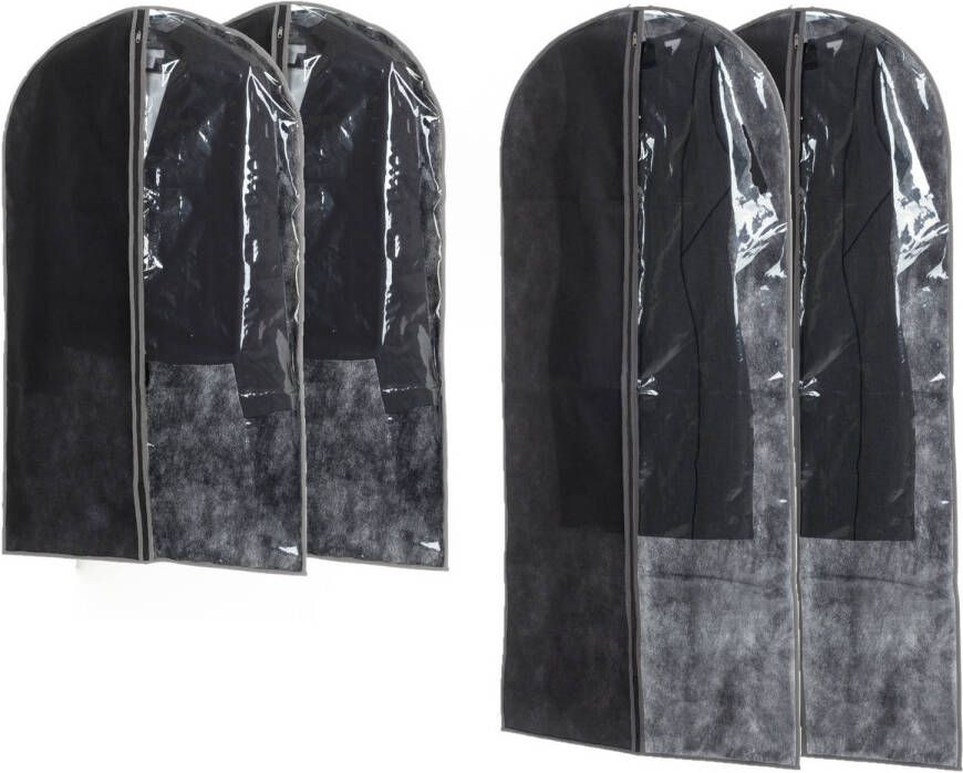 Merkloos Set van 10x stuks kledinghoezen grijs 135 100 cm inclusief kledinghangers Kledinghoezen