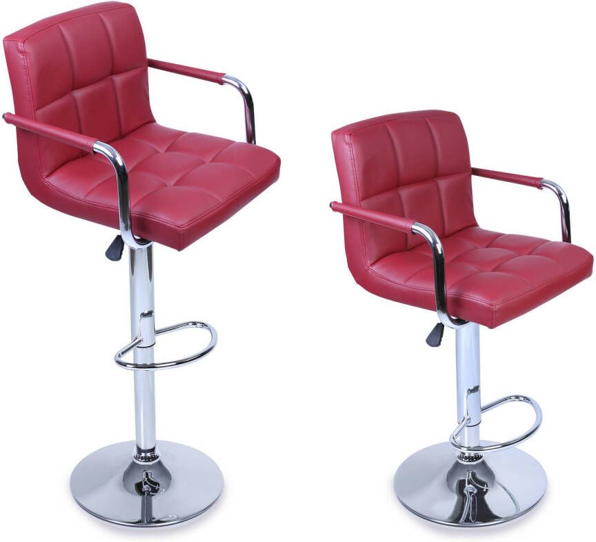 Tresko -Barkruk set van 2-wijnrood- bar stoel- aanrecht kruk- keukenkruk- lounge stoel