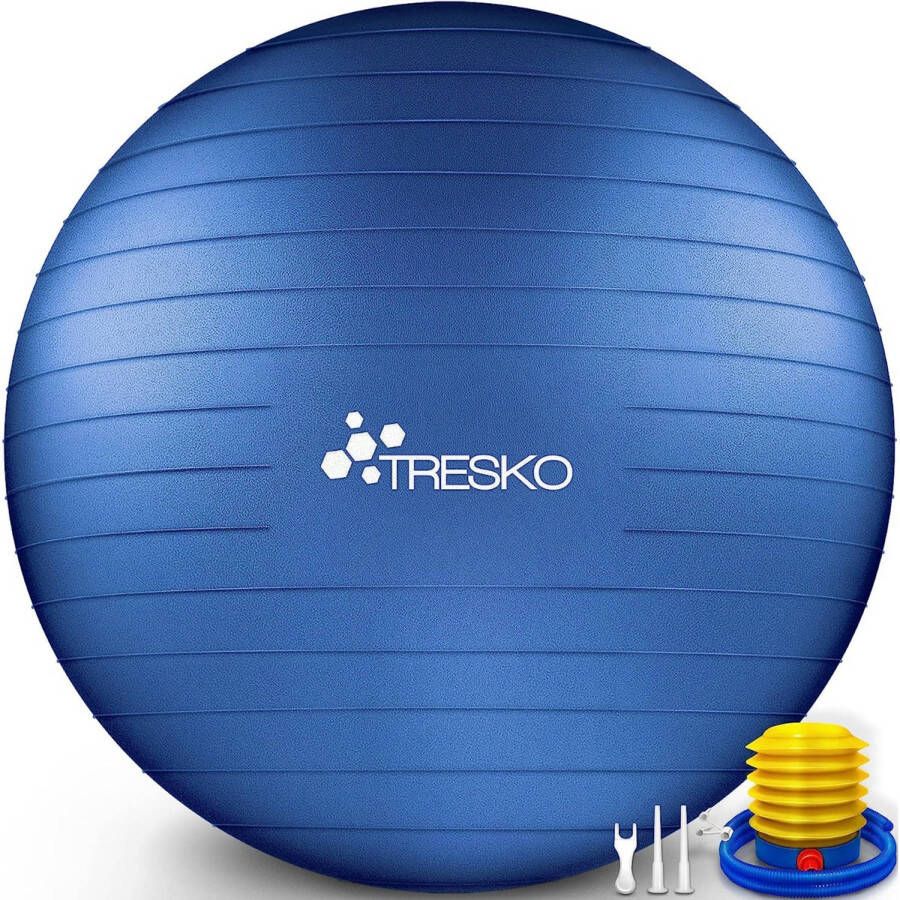 Tresko Fitnessbal yogabal met pomp diameter 55 cm IndigoBlue