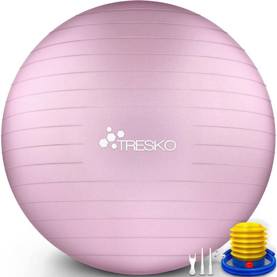 Tresko Fitnessbal yogabal met pomp diameter 55 cm PrincessPink