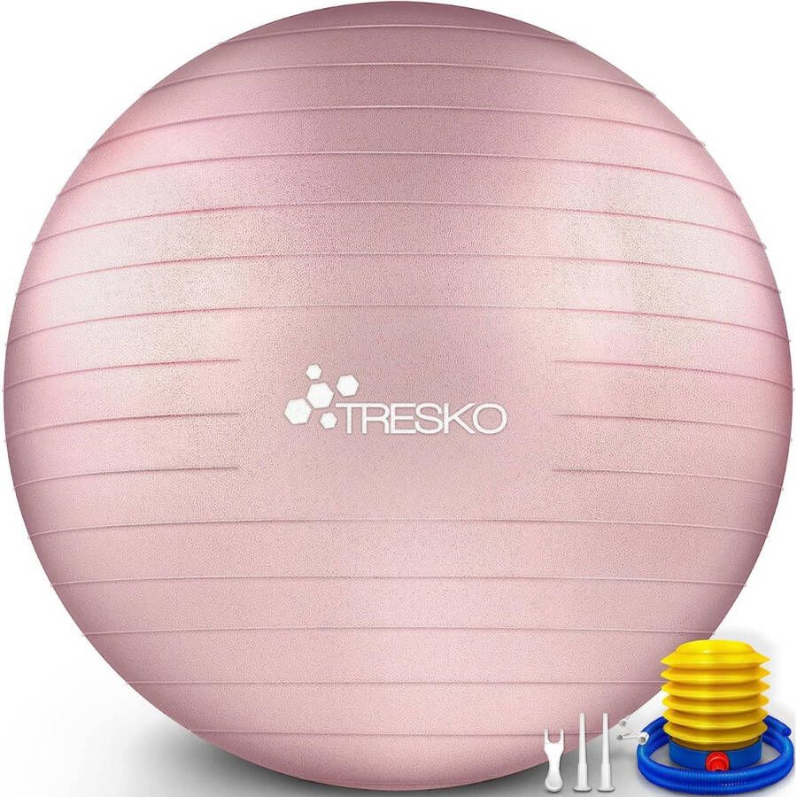 Tresko Fitnessbal yogabal met pomp diameter 75 cm Rose-Gold