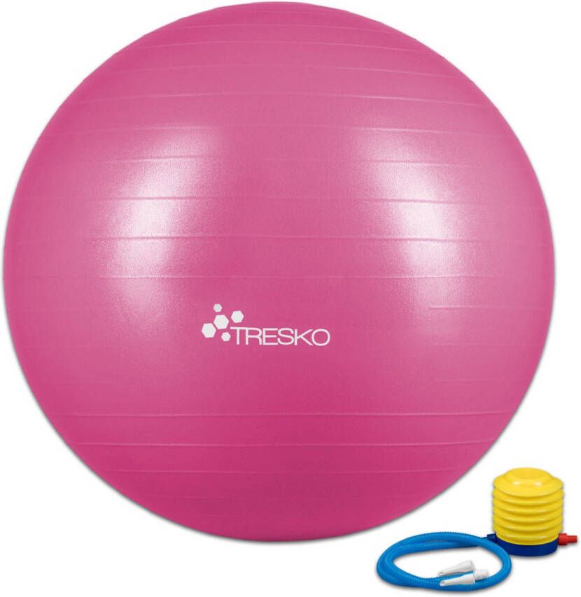 Tresko Fitnessbal Yogabal met pomp trainingsbal pilates gymbal diameter 85 cm Roze