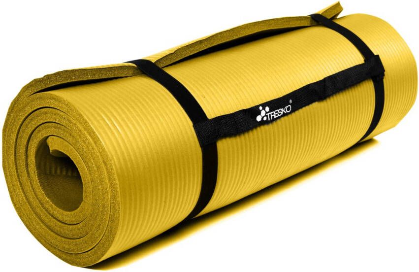 Tresko Yoga mat geel 190x100x1 5 cm fitnessmat pilates aerobics