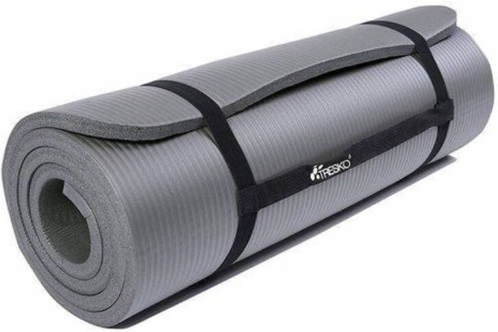 Tresko Yoga mat grijs 1 5 cm dik fitnessmat pilates aerobics