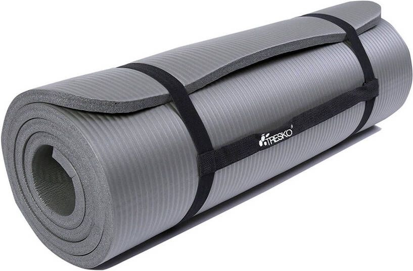 Tresko Yoga mat grijs 190x100x1 5 cm dik fitnessmat pilates aerobics