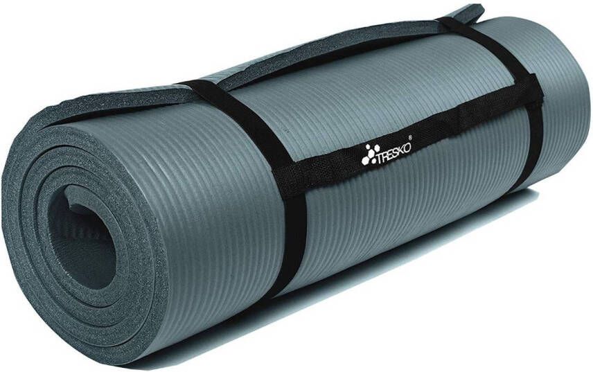 Tresko Yoga mat grijs petrol 190x100x1 5 cm fitnessmat pilates aerobics