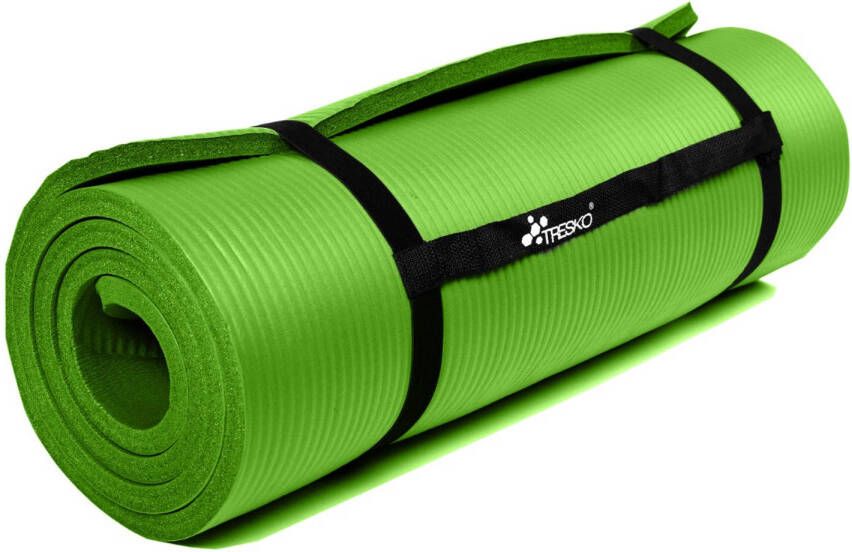 Tresko Yoga mat lichtgroen 190x100x1 5 cm fitnessmat pilates aerobics