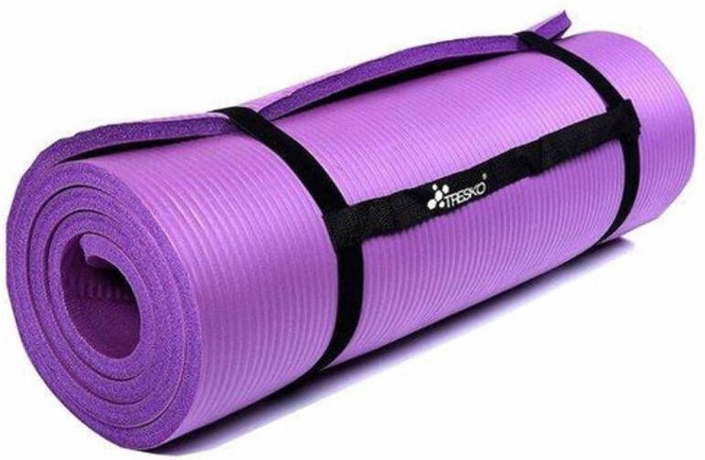 Tresko Yoga mat Lila 1 5 cm dik fitnessmat pilates aerobics