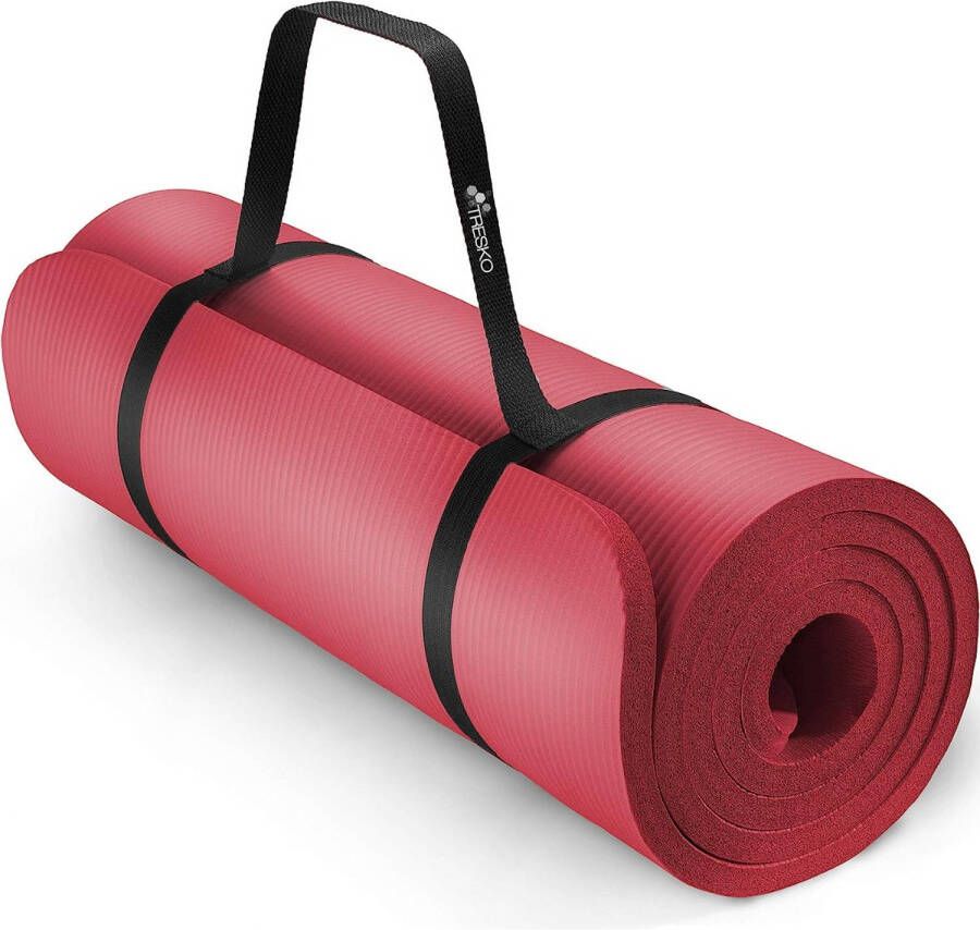 Tresko Yoga mat Rood 1 5 cm dik fitnessmat pilates aerobics
