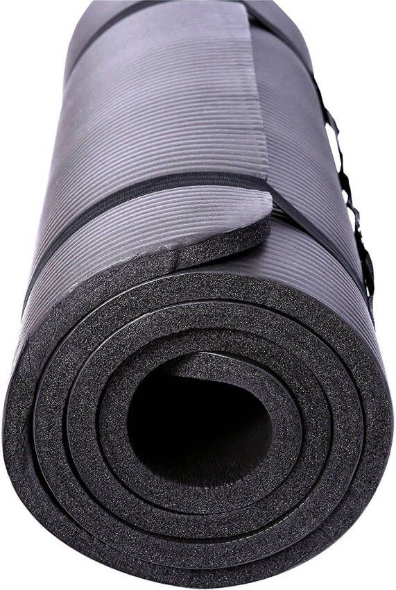 Tresko Yoga mat zwart 190x100x1 5 cm dik fitnessmat pilates aerobics