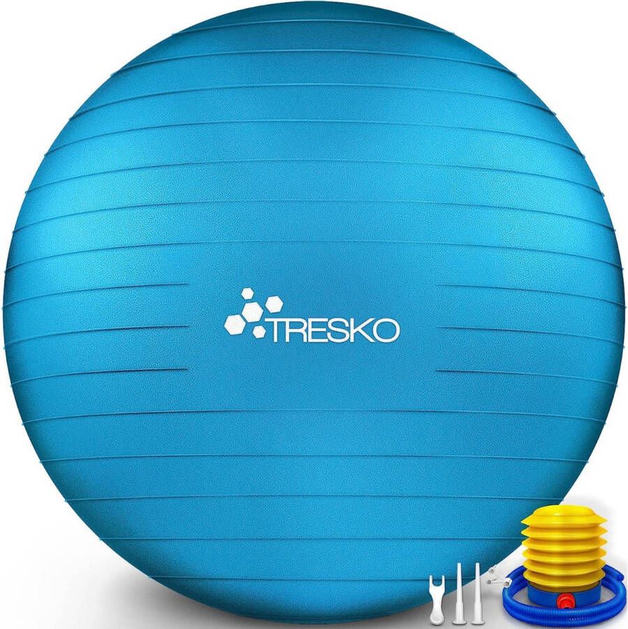 Tresko Yogabal Blauw 65 cm Trainingsbal Pilates gymbal