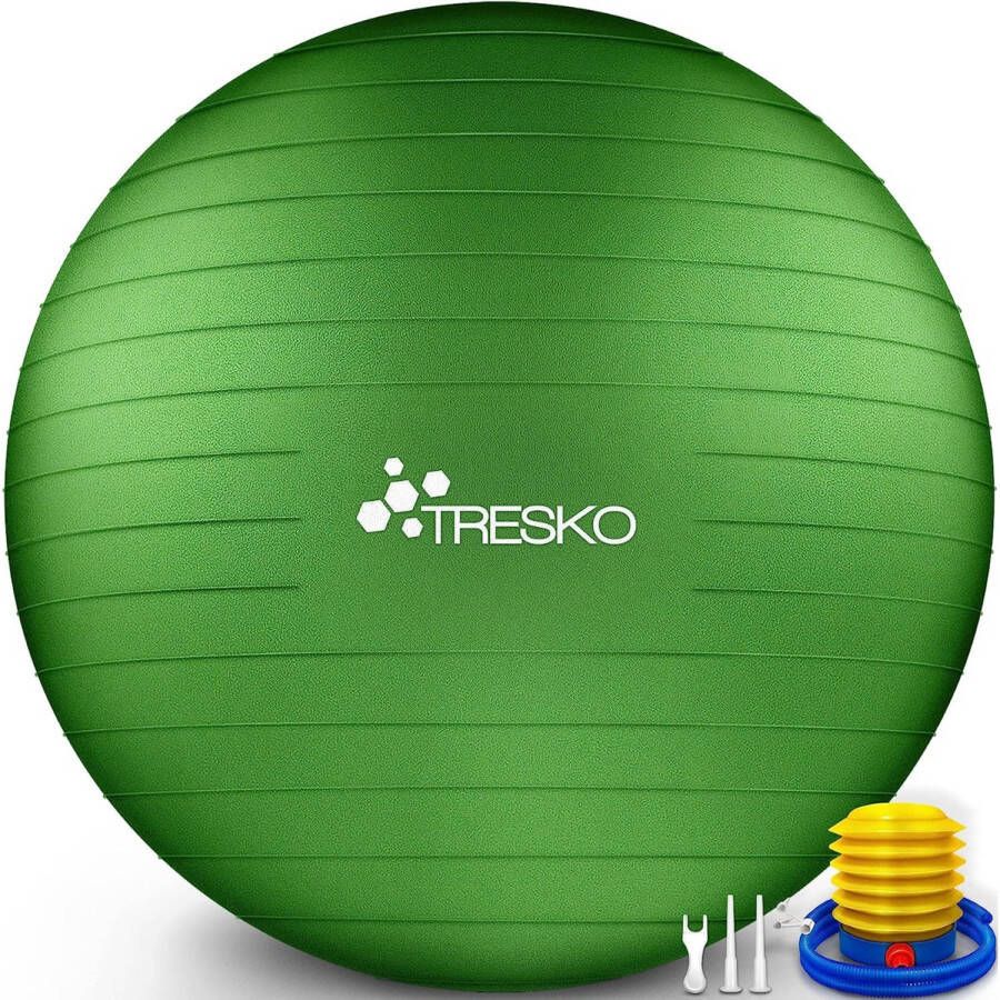 Tresko Yogabal Groen 75 cm Trainingsbal Pilates gymbal