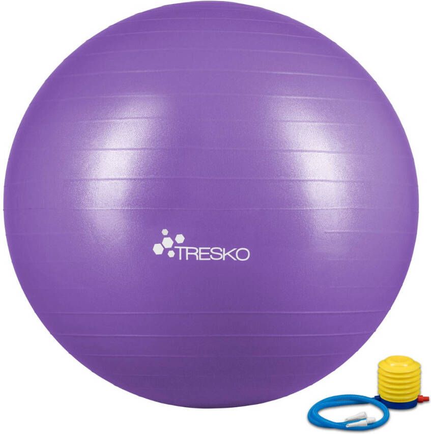 Tresko Yogabal Paars 85 cm Trainingsbal Pilates gymbal