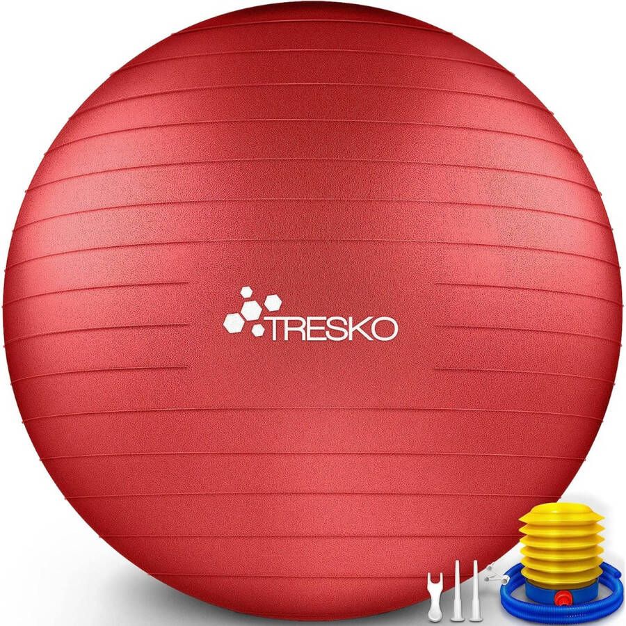 Tresko Yogabal Rood 65 cm Trainingsbal Pilates gymbal