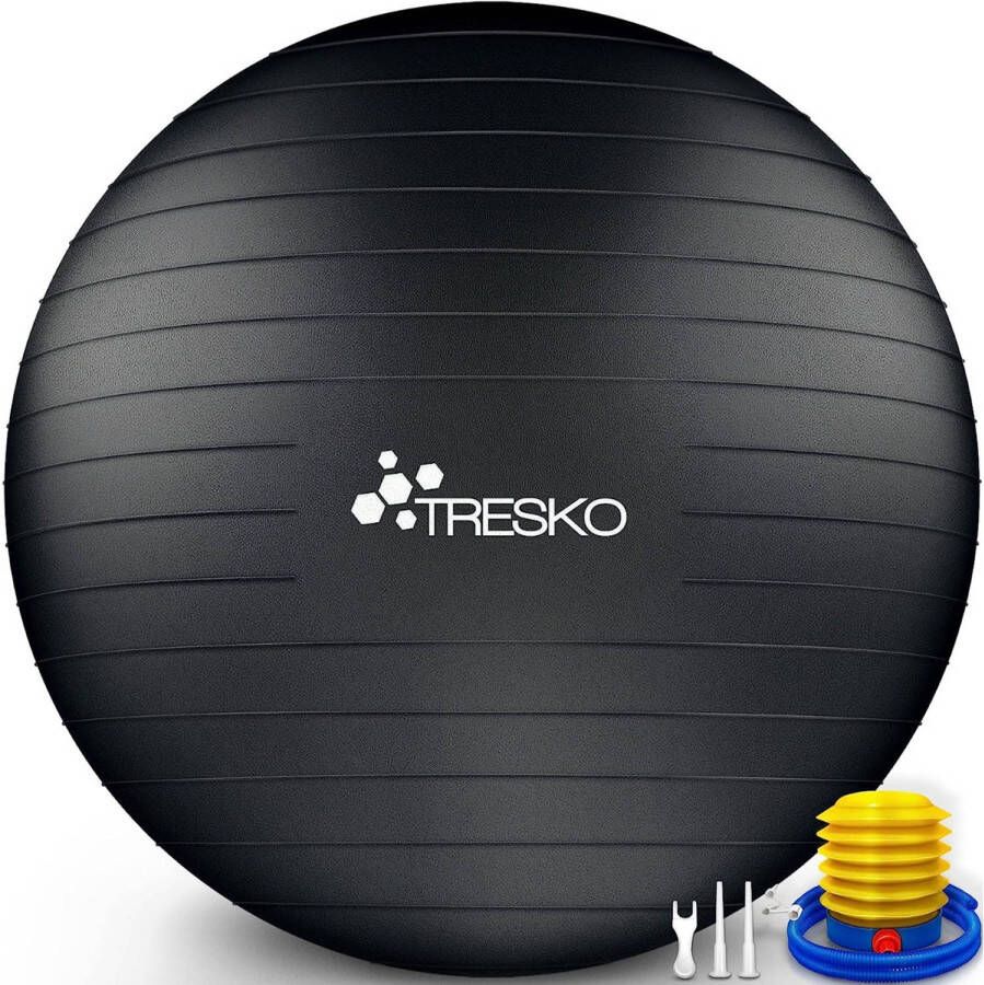 Tresko Yogabal zwart 55 cm Trainingsbal Pilates gymbal