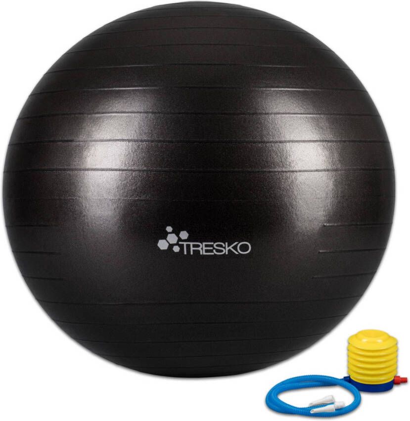 Tresko Yogabal zwart 75 cm Trainingsbal Pilates gymbal