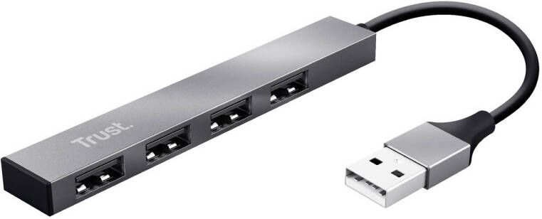Trust Halyx Aluminium 4-Port Mini USB Hub USB Hub Zilver