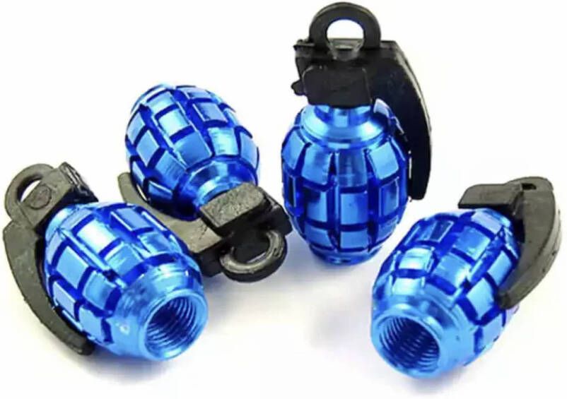 TT-products TT-product ventieldoppen Blue Grenades handgranaat 4 stuks blauw