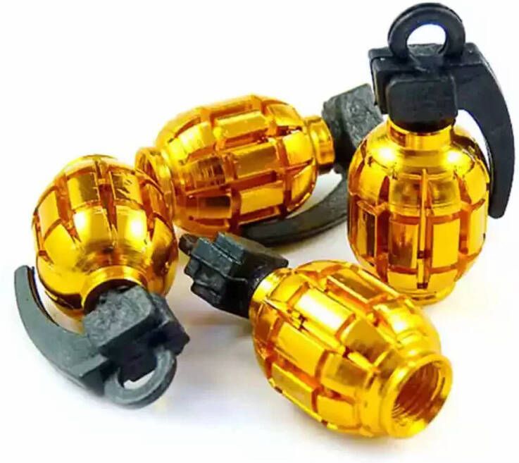 TT-products TT-product ventieldoppen Gold Grenades handgranaat 4 stuks goud