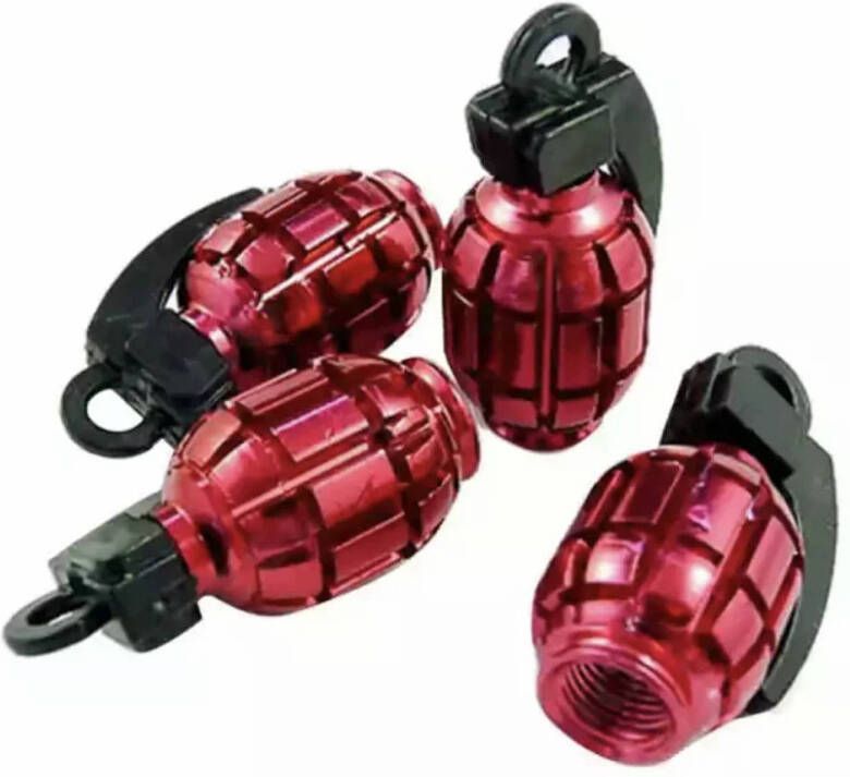 TT-products TT-product ventieldoppen Red Grenades handgranaat 4 stuks rood