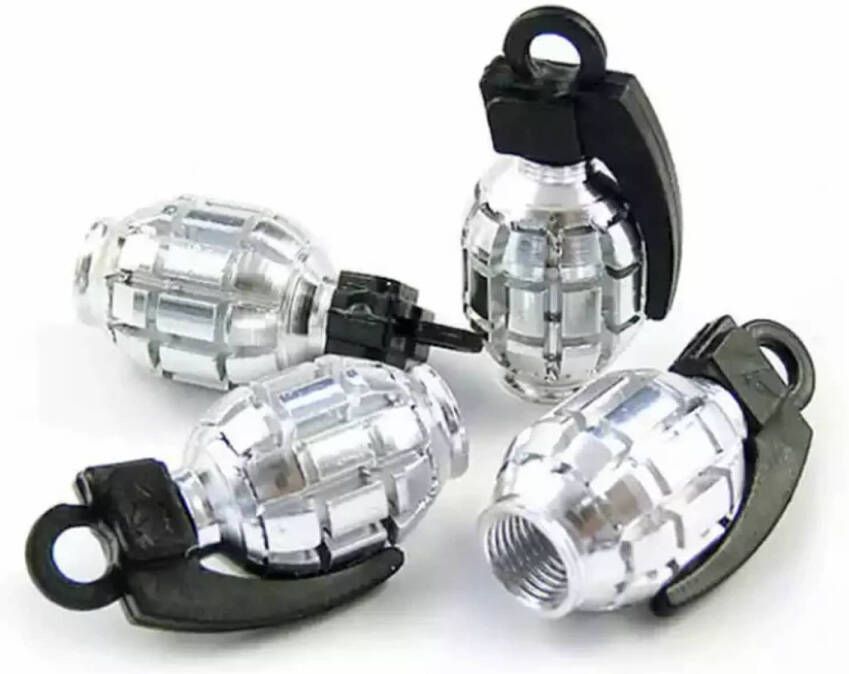 TT-products TT-product ventieldoppen Silver Grenades handgranaat 4 stuks zilver