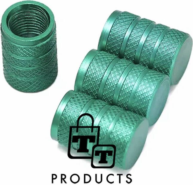 TT-products ventieldoppen 3-rings Green aluminium 4 stuks groen auto ventieldop ventieldopjes