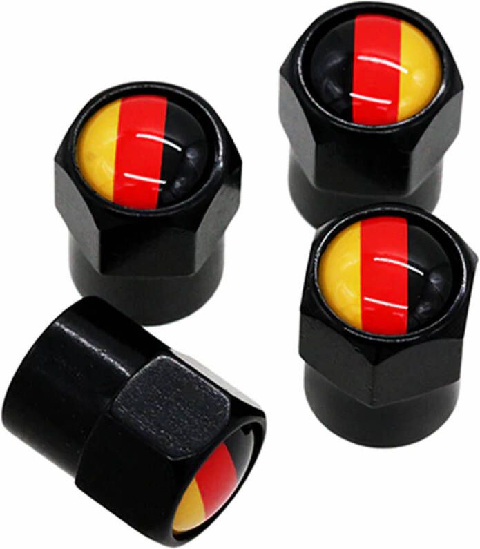 TT-products ventieldoppen aluminium Duitse vlag zwart 4 stuks