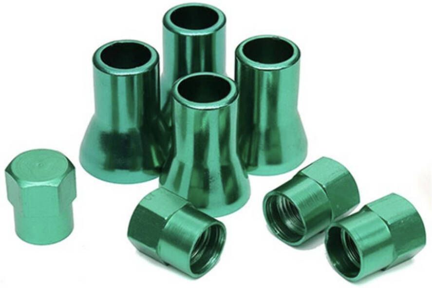TT-products ventieldoppen complete TR413 Green aluminium 8-delig groen