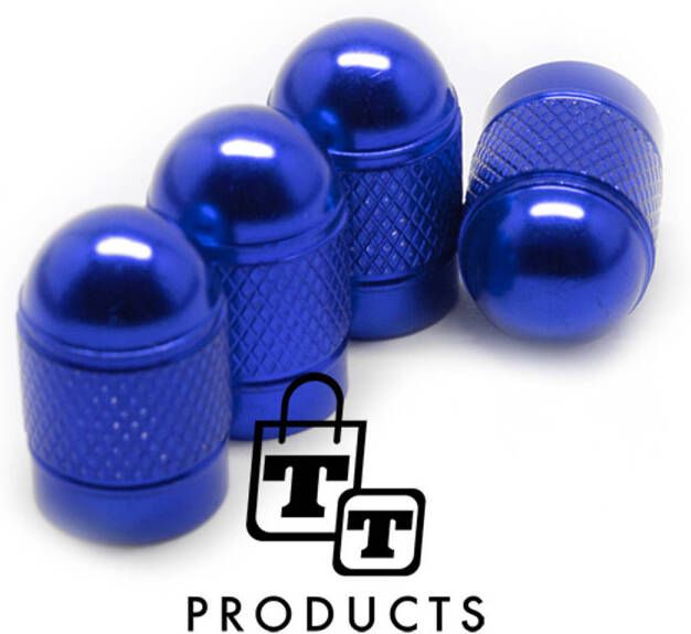 TT-products ventieldoppen Dark Blue Bullets aluminium 4 stuks donkerblauw auto ventieldop ventieldopjes