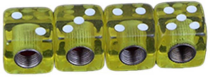 TT-products ventieldoppen Dice Clear Yellow dobbelstenen 4 stuks geel