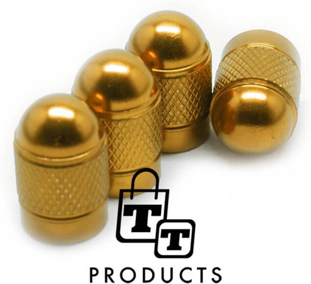 TT-products ventieldoppen Gold Bullets aluminium 4 stuks goud auto ventieldop ventieldopjes