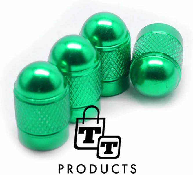 TT-products ventieldoppen Green Bullets aluminium 4 stuks groen auto ventieldop ventieldopjes