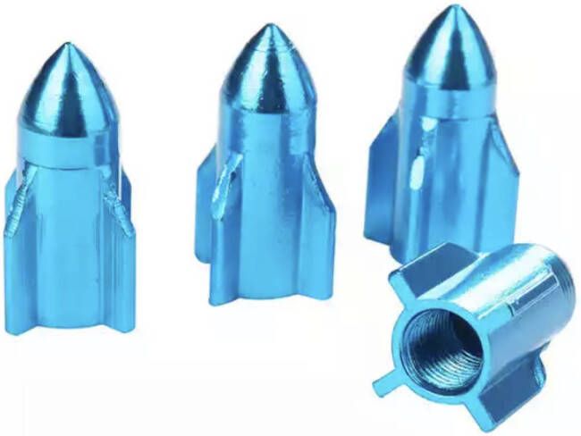TT-products ventieldoppen Light Blue Rockets aluminium 4 stuks lichtblauw