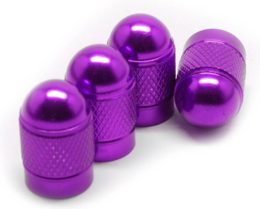 TT-products ventieldoppen Purple Bullets aluminium 4 stuks paars auto ventieldop ventieldopjes