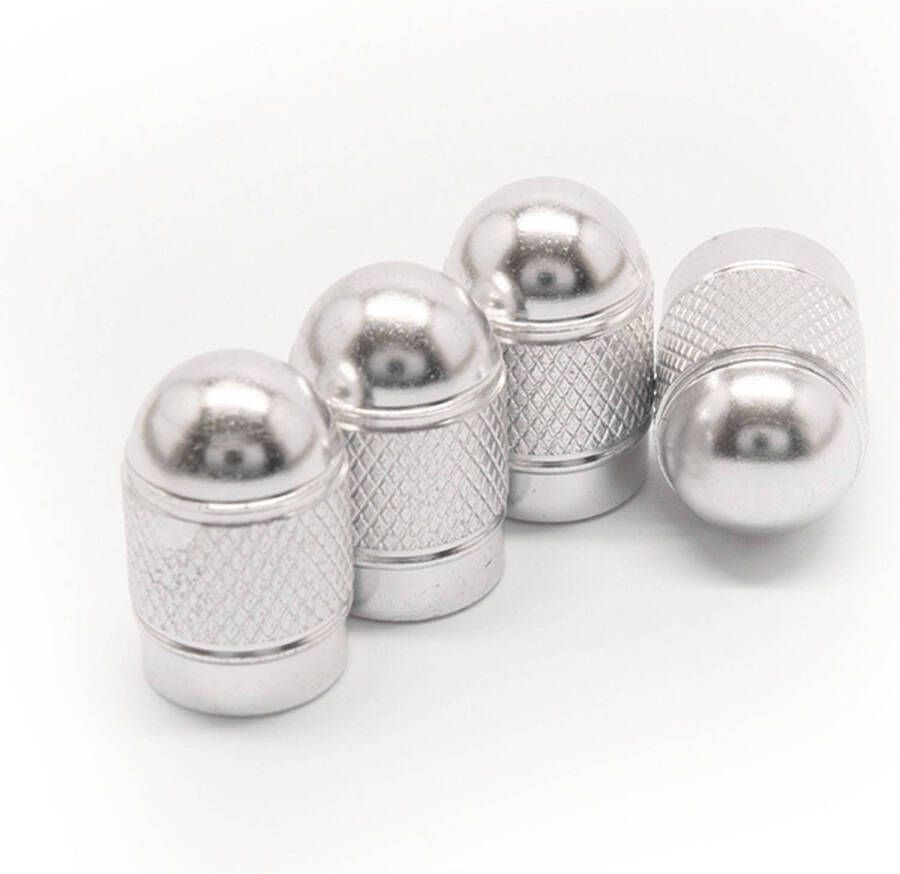 TT-products ventieldoppen Silver Bullets aluminium 4 stuks zilver auto ventieldop ventieldopjes