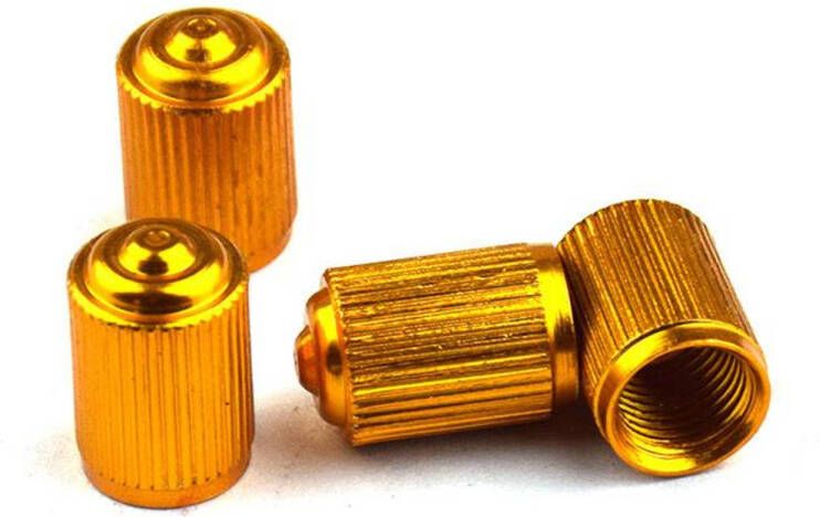 TT-products ventieldoppen Standaard Look aluminium 4 stuks goud