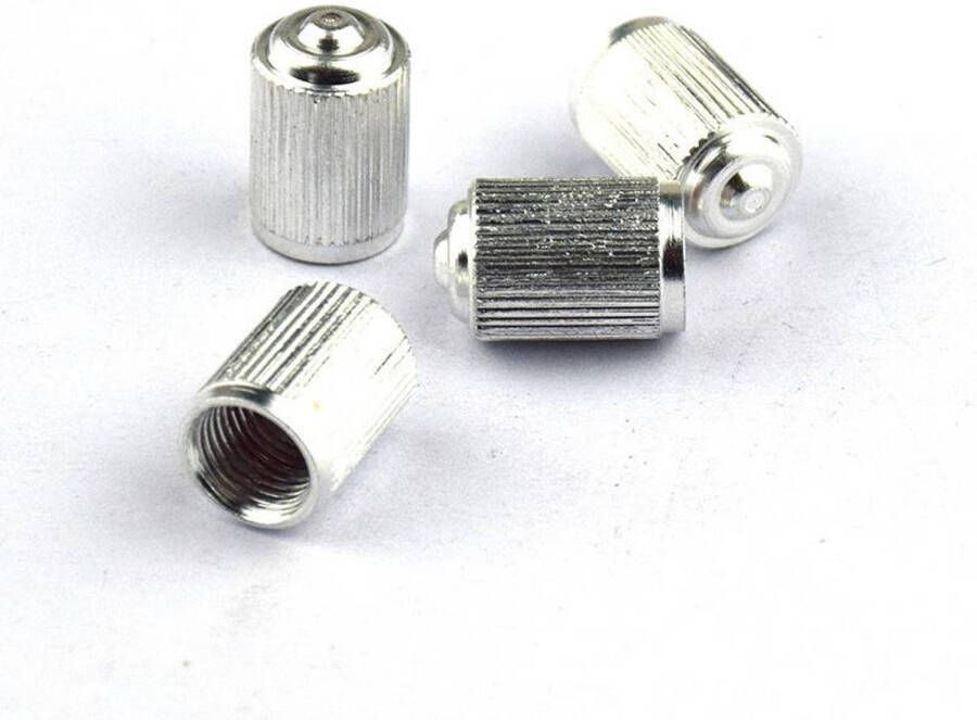 TT-products ventieldoppen Standaard Look aluminium 4 stuks zilver