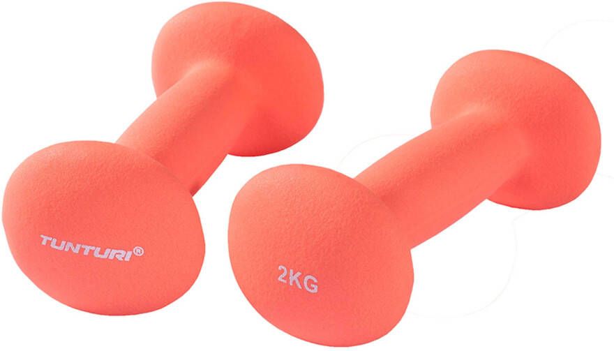 Tunturi Dumbbell set 2 x 2 0 kg Neopreen Fluor Rood Incl. gratis fitness app