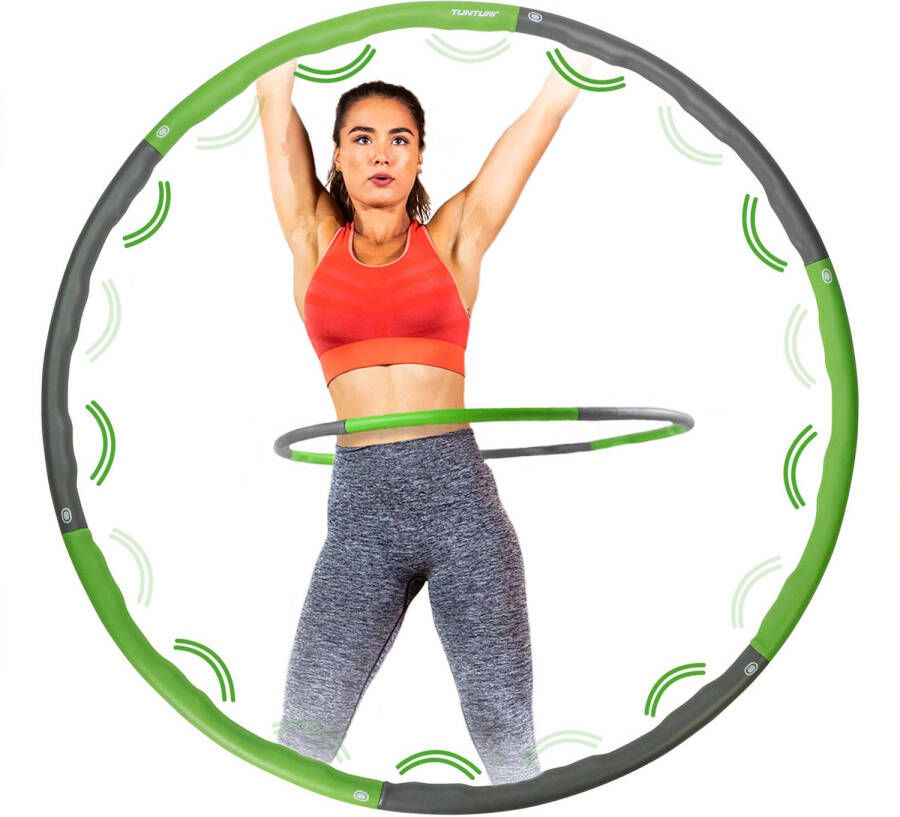 Tunturi Fitness Hoelahoep Fitness hoepel Fitness hulahoop 1 2 kg Groen Grijs Incl. gratis fitness app