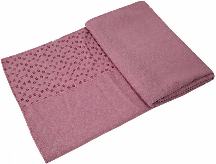 Tunturi Silicone Yoga handdoek met anti slip met draagtas Roze