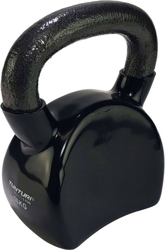 Tunturi Kettlebell Gewicht 16kg Zwart Vinyl Incl. gratis fitness app