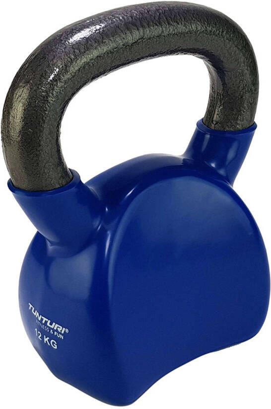 Tunturi Kettlebell Vinyl 12 kg Blauw Incl. gratis fitness app